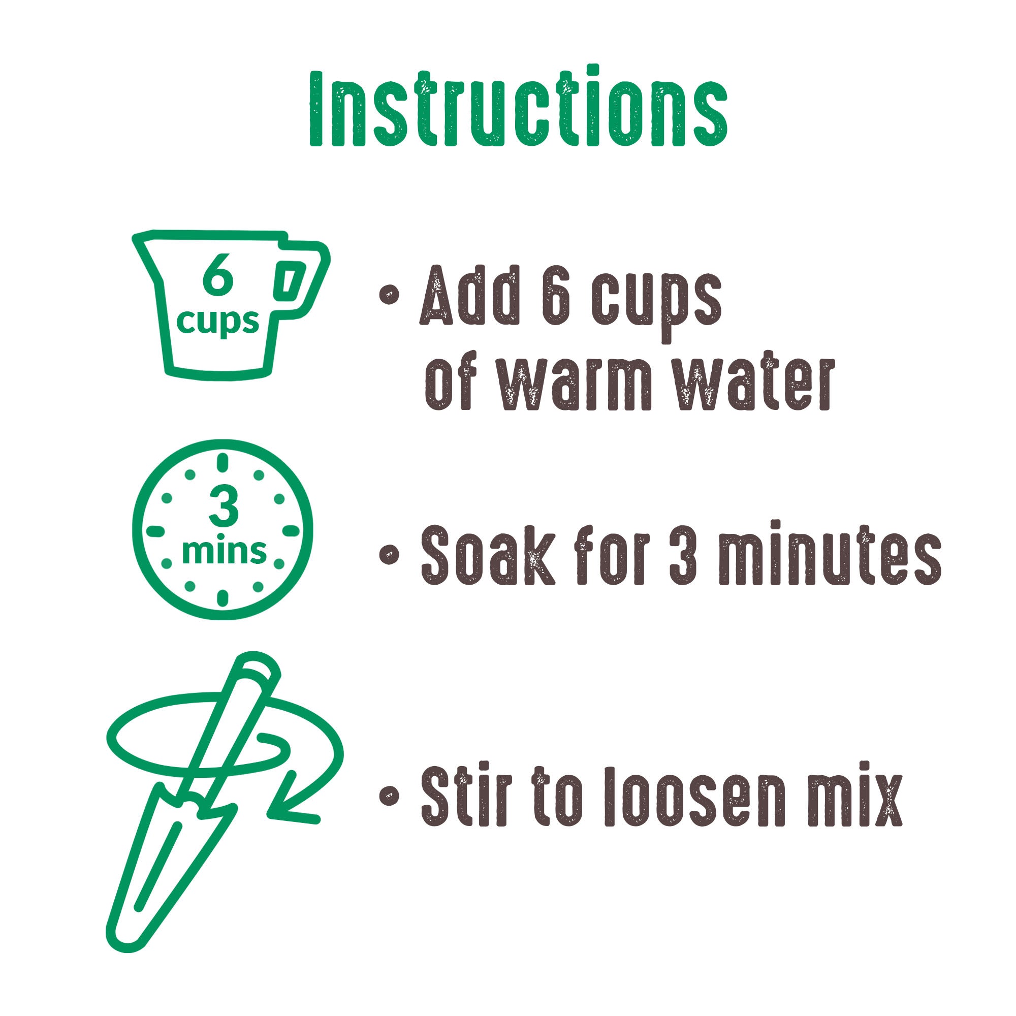 Instructions for a recipe or process with icons and text on a white background